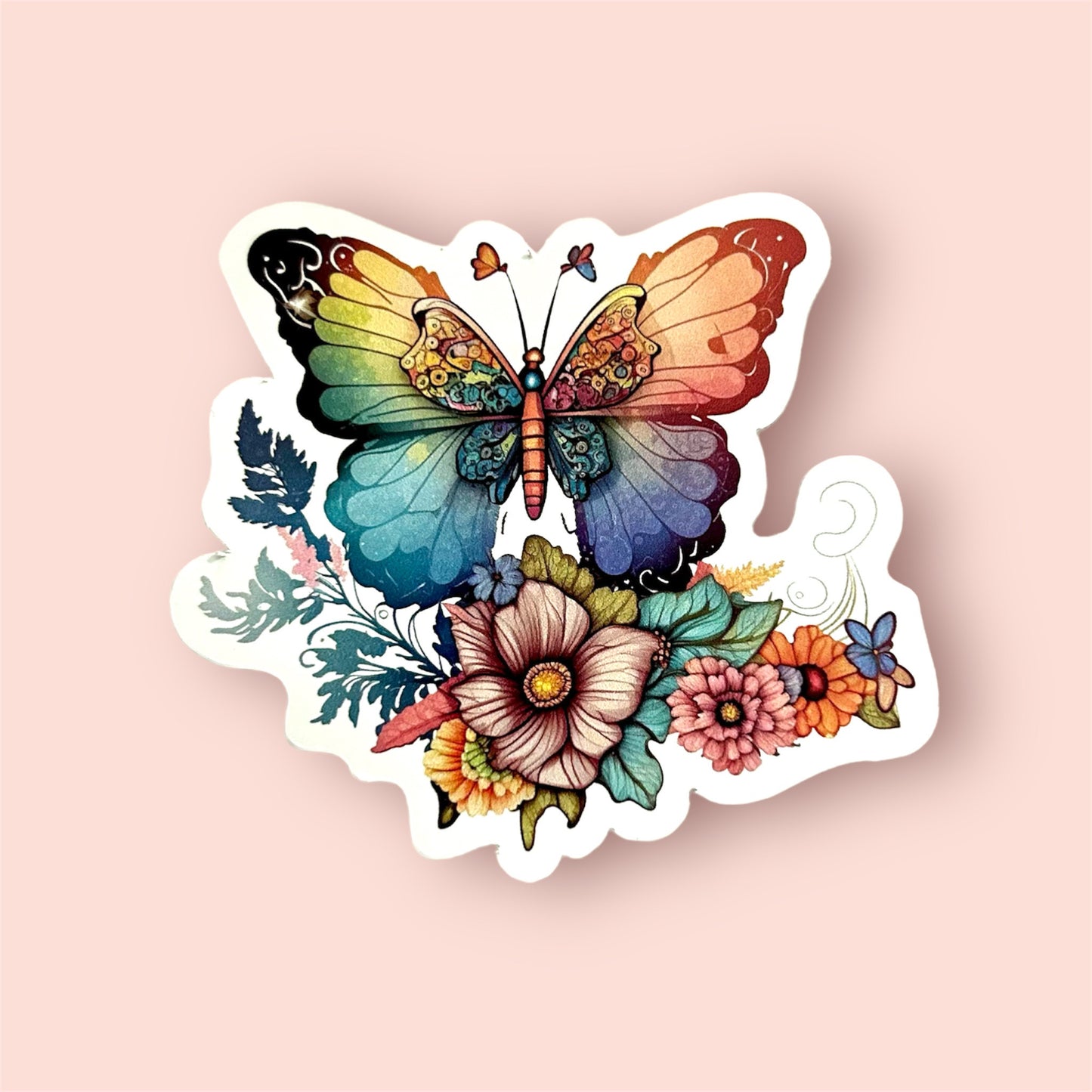 Flower Butterfly Sticker Decorative Sticker