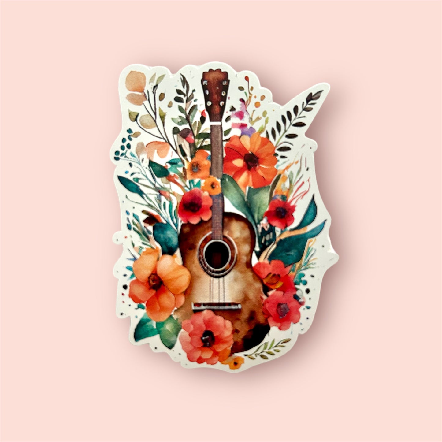 Floral Guitar Sticker Decorative Sticker