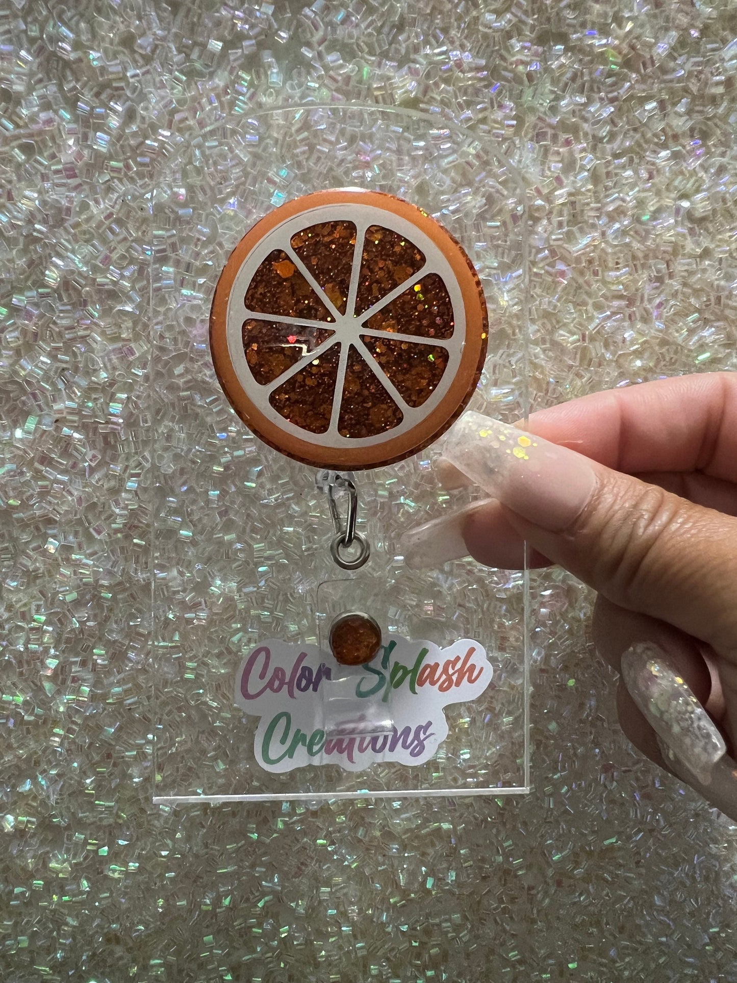 Orange slice reel Badge Acrylic Epoxy Badge