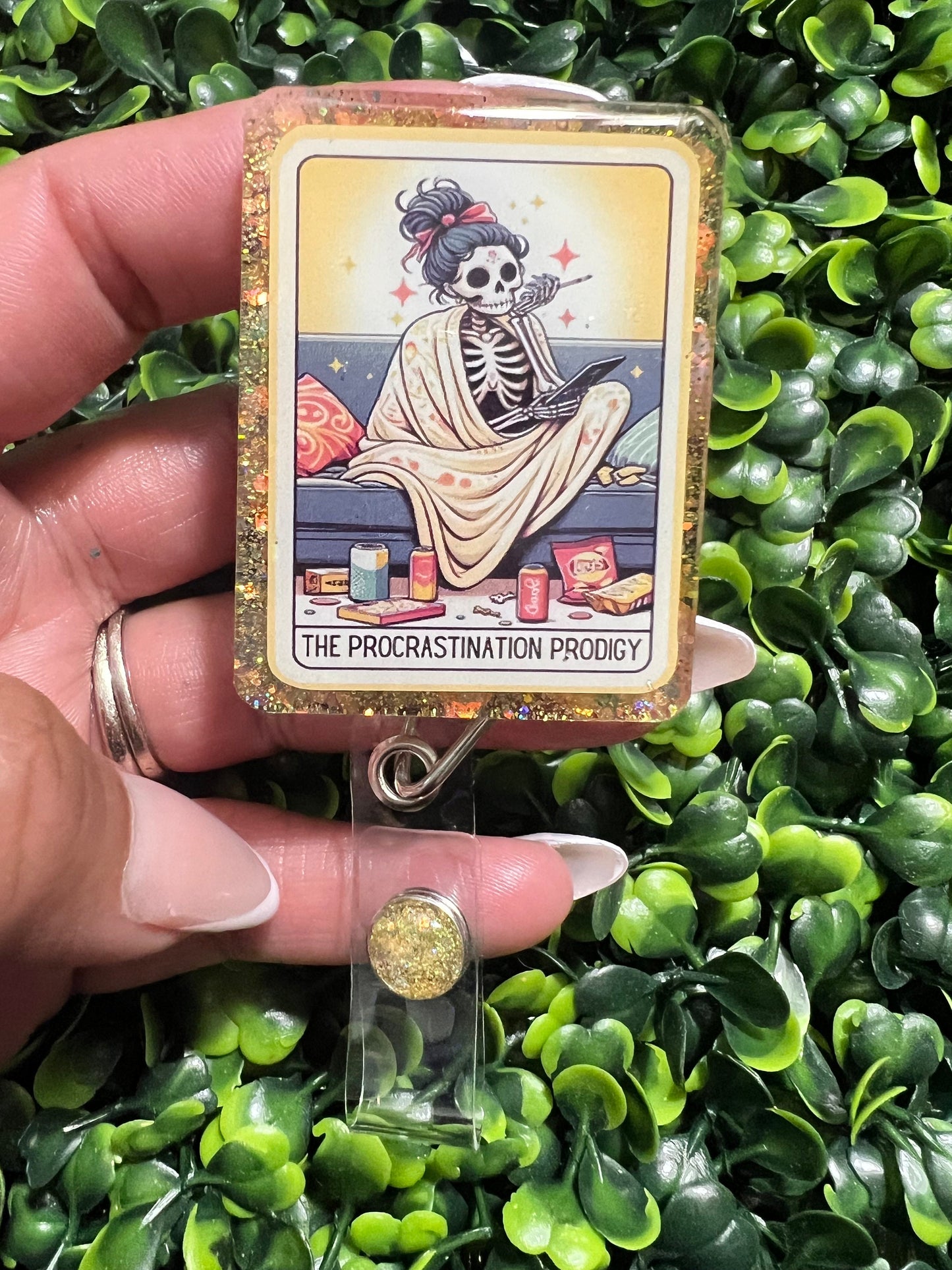 Procrastination prodigy Badge Handmade Acrylic Epoxy Badge