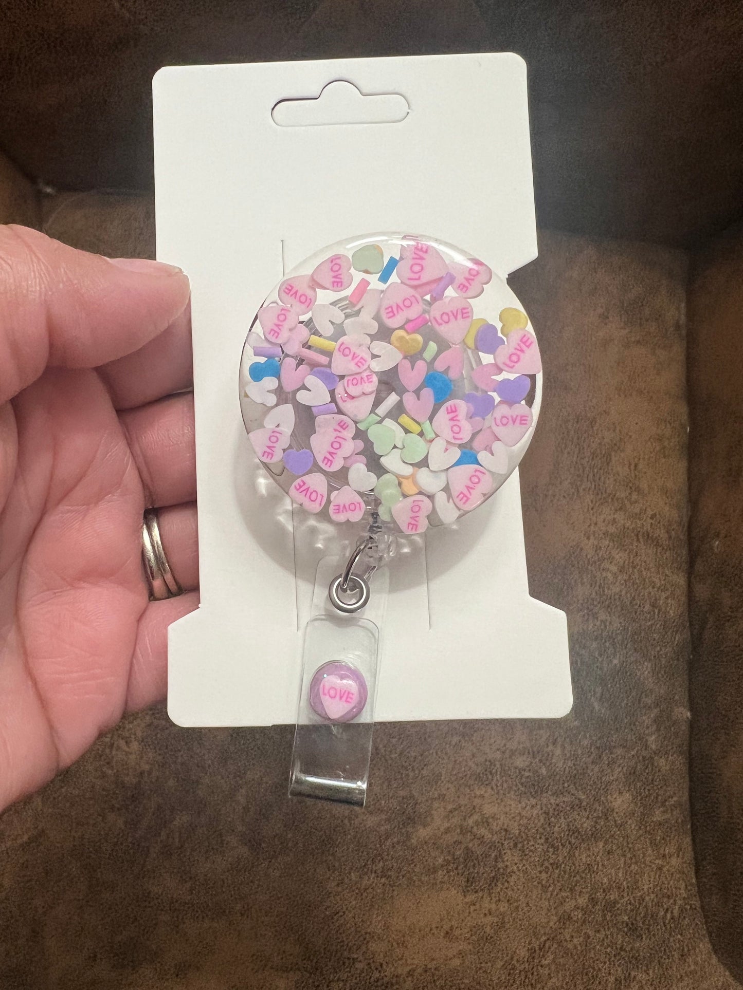 Round Pastel Heart Badge Reel