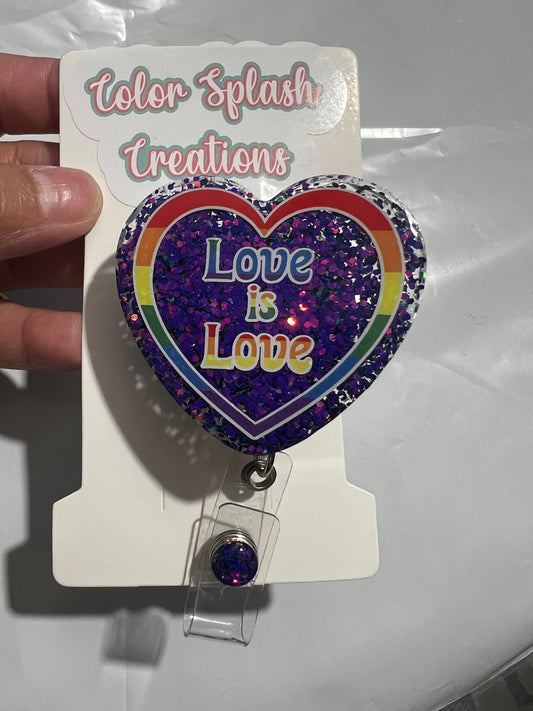 Love is love purple heart Badge Acrylic Epoxy Badge