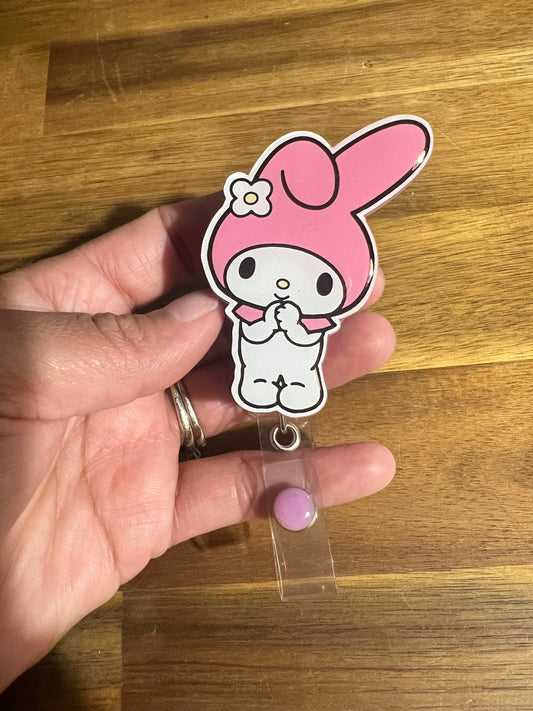 Cute bunny  badge reel Badge Handmade Acrylic Epoxy Badge