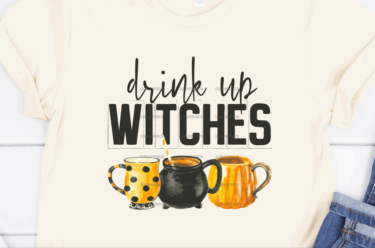 DRINK UP WITCHES  ORANGE MUGS