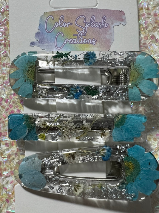 Silver Blue Barrette