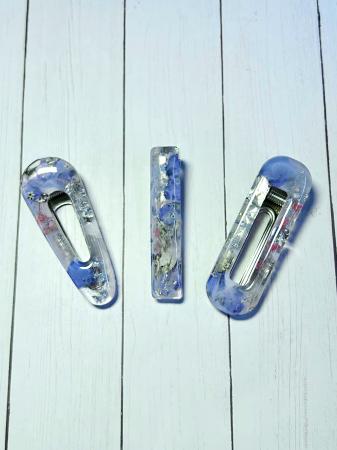 Blue Silver Barrettes